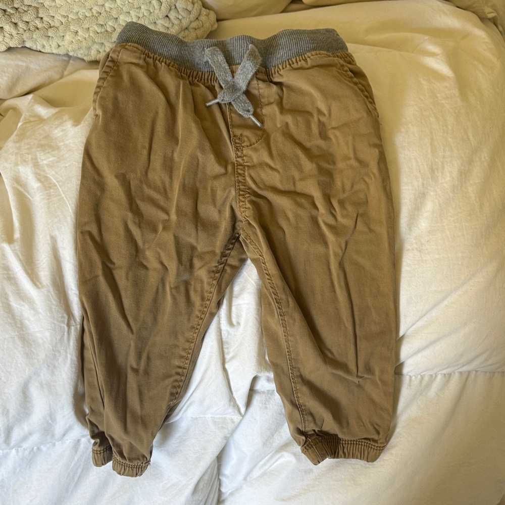 OshKosh B'gosh Tan Brown Jogger Pants with Gray Waistband
